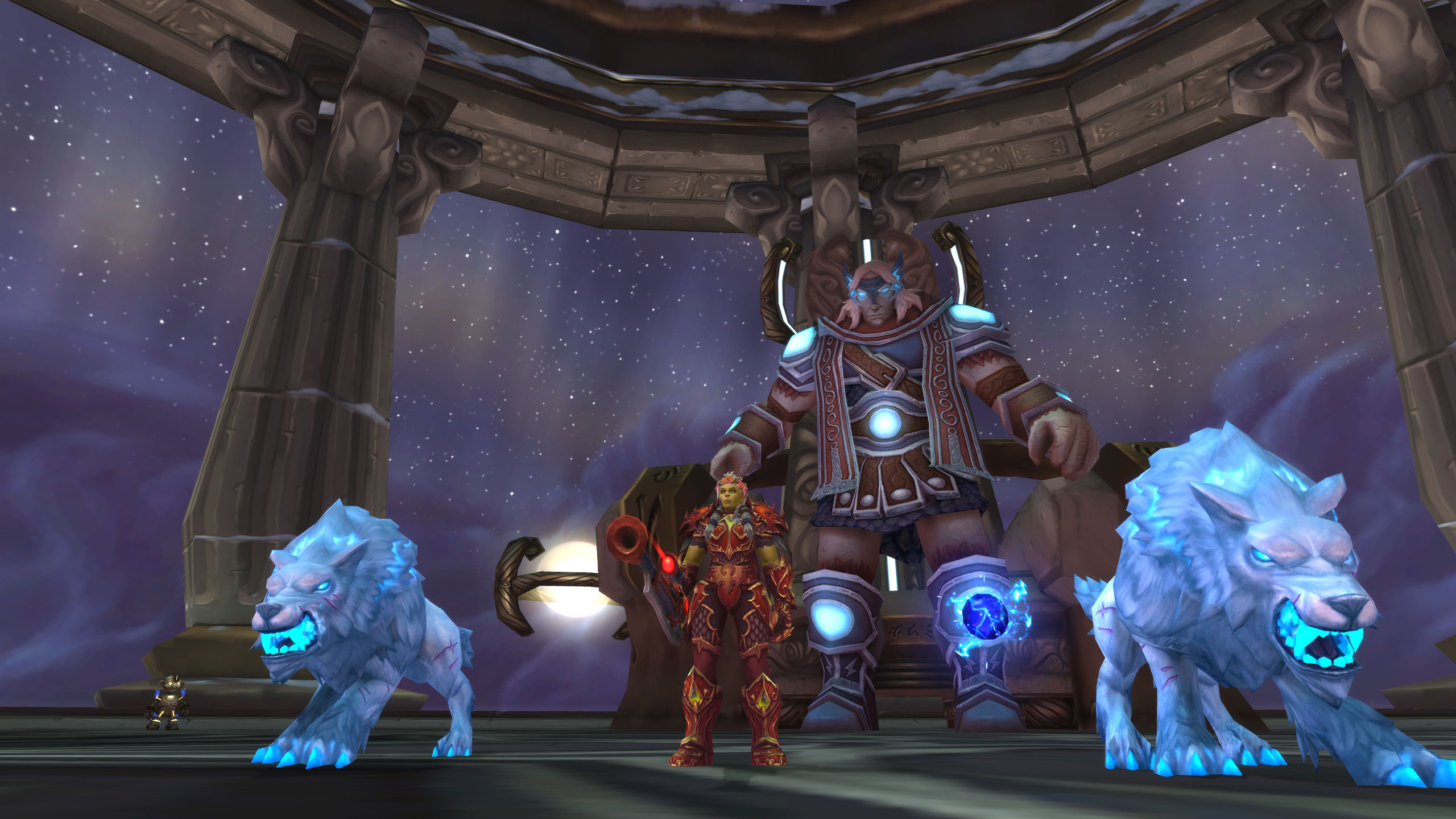 Orc Hunter, Hati and Thorim in The Storm Peaks